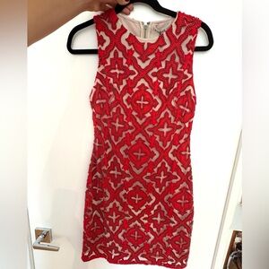 Alice+Olivia Red Beaded Dress Size 2